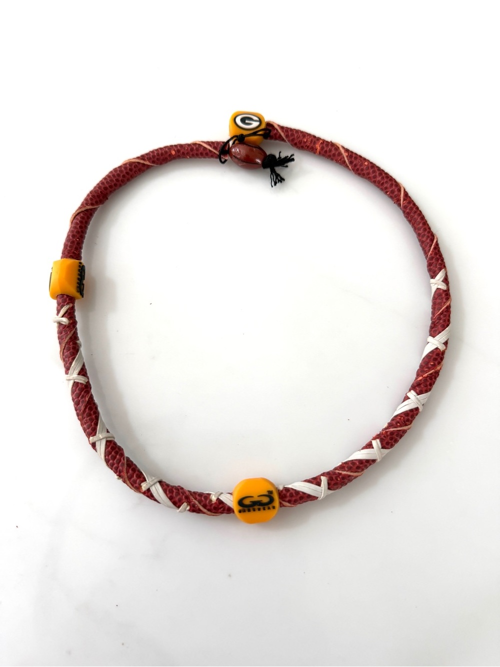 NFL Green Bay Packers Spiral Football Necklace Classic Genuine Leather Gamewear